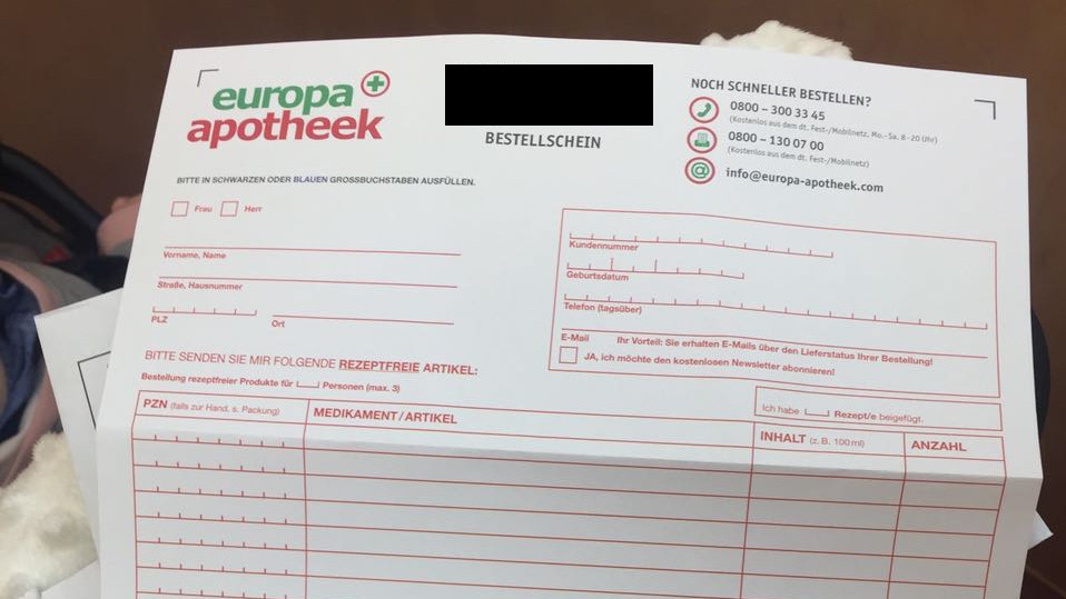 Habicht: Bestellschein für Europa Apotheek | APOTHEKE ADHOC