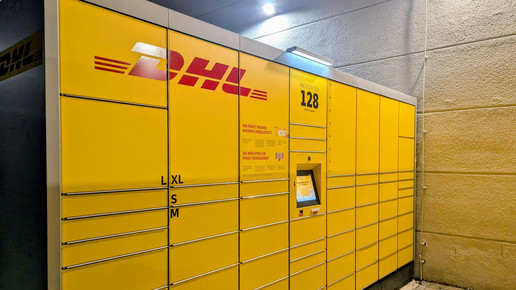 Eine gelbe Abholstation von DHL. Mehr dazu im Artikel.
