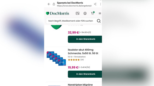 DocMorris: 250 Ibuprofen-Tabletten zum Sparpreis