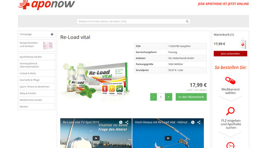 re-load bestellung aponow screenshot