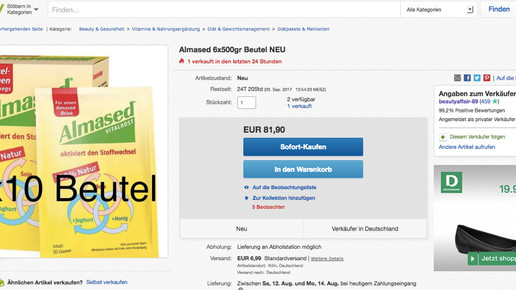 ebay almased beutel beautyaffair 89 scs