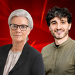 Aif dem Foto sieht man die gesundheitspolitischen Sprecherin der Union, Simone Borchardt, und den stellvertretende Parteivorsitzende der Linken, Ates Gürpinar, auf rotem Hintergrund.