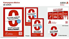 Screenshot der in der Pressekonferenz vorgestellten Plakate zur Kampagne „Uns gibts nicht zum Nulltarif“; auf den Plakaten ist eine große Null in rot auf weißem Grund zu sehen, über der Null steht der Text: „Sparpolitik gefährdet Ihre Gesundheit“ unter der Null steht: „Uns gibts nicht zum Nulltarif“.