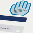 Blaue Hand für Apothekenpersonal