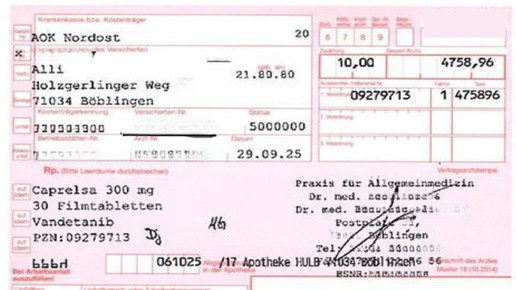 gefälschtes rezept über Caprelsa