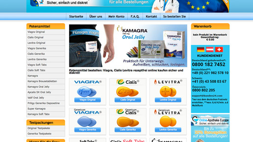Online Apotheke Europe Homepage Viagra Screenshot