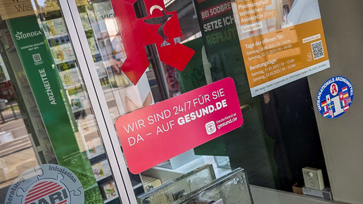 Kleber von Gesund.de im Schaufenster