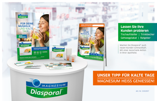 Abgebildet wird das POS Material zu Magnesium-Diasporal®