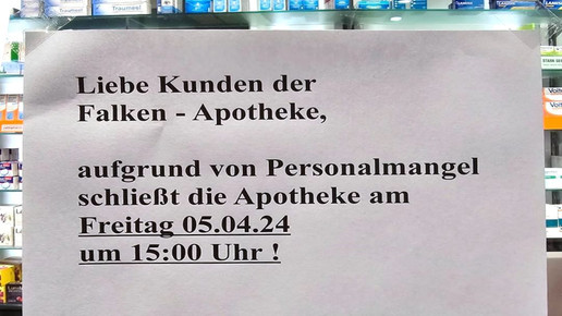 Personalmangel: Apotheke schließt vier Stunden früher