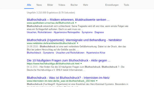 gesundheitsportale googlesuche bluthochdruck scs