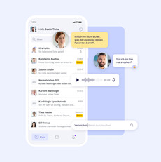 Grafik: Dargestellt ist die Chatoberfläche des TI-Messengers mit einer Beispielkonversation.