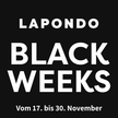 schwarz - weiße Grafik mit dem Text, "LAPONDO Black weeks"