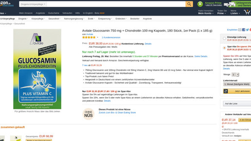 160519 avitale glucosamin amazon screenshot
