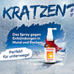 Bild für Dequonal®-Spray gegen Entzündungen im Mund und Rachen mit winterlicher Szenerie und Text „Perfekt für unterwegs!“