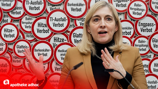 Digitalisierungs-Offensive: Das wird wirklich verboten Montage: Bundesgesundheitsministerin Nina Warken (CDU) vor einer Wand mit Verbotsschildern