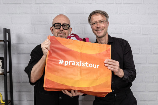 Die ELPATO-Gesellschafter Tom Bellartz und Patrick Hollstein freuen sich auf die Premiere der PRAXISTOUR in Leipzig.