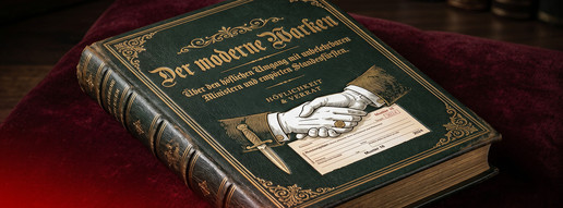KI-Montage zeigt antikes Buch „Der neue Warken“