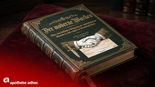 KI-Montage zeigt antikes Buch „Der neue Warken“