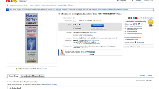 ebay nasenspray einhorn-saar screenshot