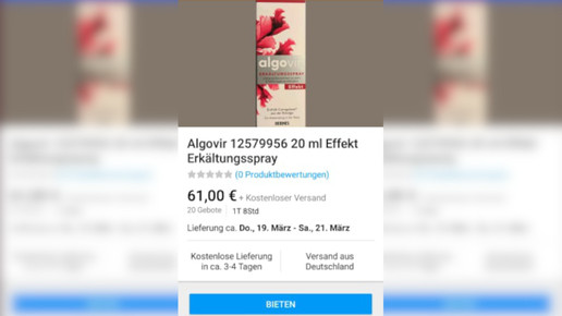 Ebay: 61 Euro für Algovir