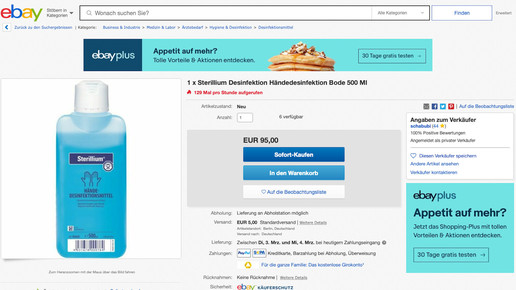 Ebay verbietet Schutzmasken und Desinfektionsmittel