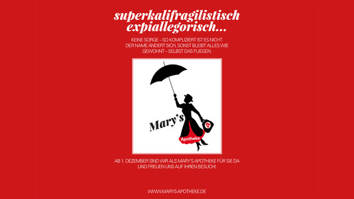 plakat umfirmierung marys apotheke