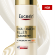Produktflasche Eucerin Hyaluron-Filler + Elasticity Ultraleicht Tag LSF 30 vor hellem Hintergrund.