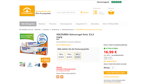 Vitalsana Aktion Voltaren Screenshot Vitalsana