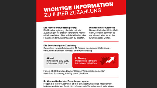 Zuzahlung: Flyer und Finanzloch