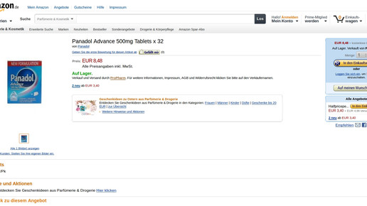 amazon panadol screenshot