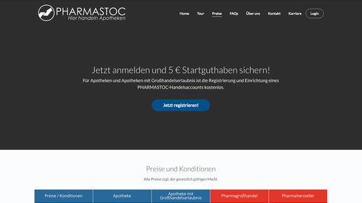 pharmastoc anmeldung screenshot