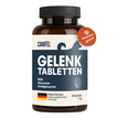 Braune Dose CANIFEL Gelenktabletten für Hunde mit blau-weißem Etikett, Aufschrift „Gelenk Tabletten“, Hinweis auf MSM, Glucosamin und Grünlippmuschel, weißer Hintergrund.