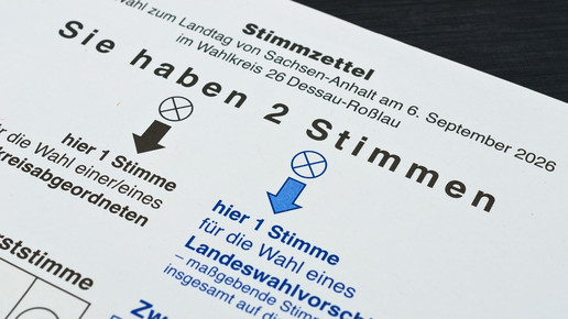 Wahlzettel für die Landtagswahl in Sachsen-Anhalt 2026