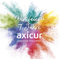 Wir feiern 7 Jahre axicur – rezeptfreie Gesundheit mit klarem Packungsdesign und markanten Farben