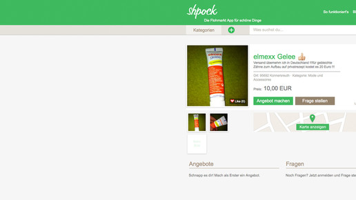 shpock elmex geloeschtes-angebot screenshot