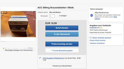 ACC 600 auf Ebay: Apotheker macht der Polizei Druck