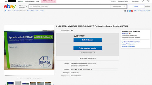 Zu Dopingzwecken: Epoetin Hexal bei Ebay
