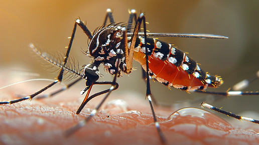 Foto: Tigermücke auf menschlicher Haut