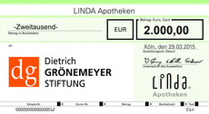 LINDA Spendenscheck Groenemeyer Stiftung