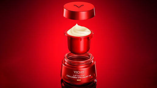 Die neue Liftactiv Collagen Specialist Creme mit LSF 50 und der Refill-Option macht die Pflege nachhaltiger.