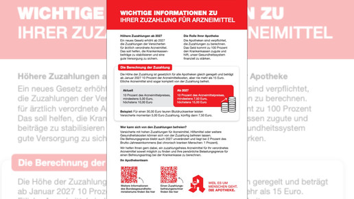 Der Handzettel „WICHTIGE INFORMATIONEN ZU IHRER ZUZAHLUNG FÜR ARZNEIMITTEL“ der Abda