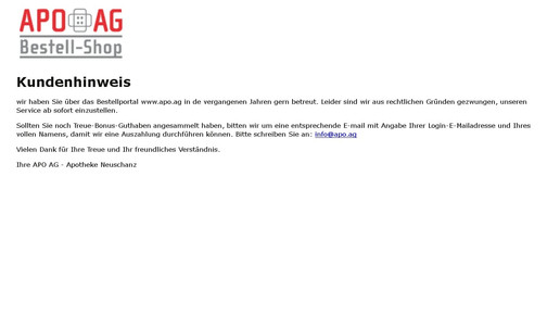 Apo-AG stellt Betrieb ein