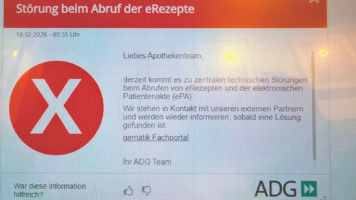ADG-Meldung zur E-Rezept-Störung