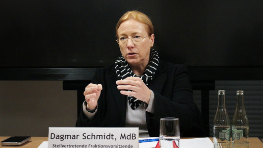 Dagmar Schmidt bei einer Pressekonferenz