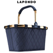 LAPONDO Logo oben im Bild, darunter ein reisenthel Korb in Gold und Dunkelblau.