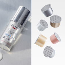 Eucerin Epigenetic Serum neben den neuen nachhaltigen Refill-Kapseln aus der Anti-Age-Serie.