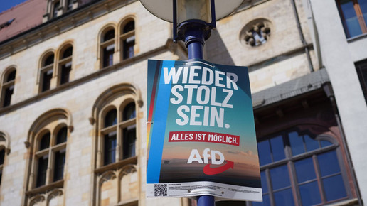 Wahlplakat der AfD bei der Landtagswahl Sachsen-Anhalt mit dem Slogan "Wieder stolz sein"