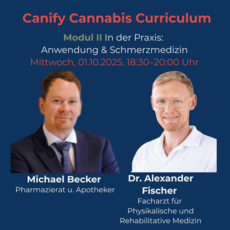 Auf dem Bild wird eine Veranstaltung von Canify angekündigt. Zu sehen sind die beiden Referenten.