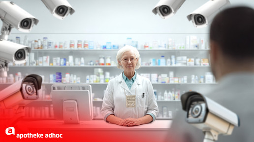 Ältere Dame arbeitet in der Apotheke