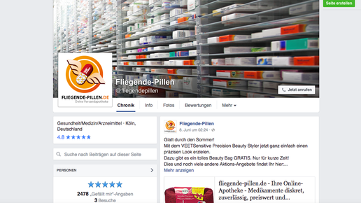 fliegende pillen screenshot facebook